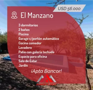 Casa en venta - El Manzano - Sierras Chicas