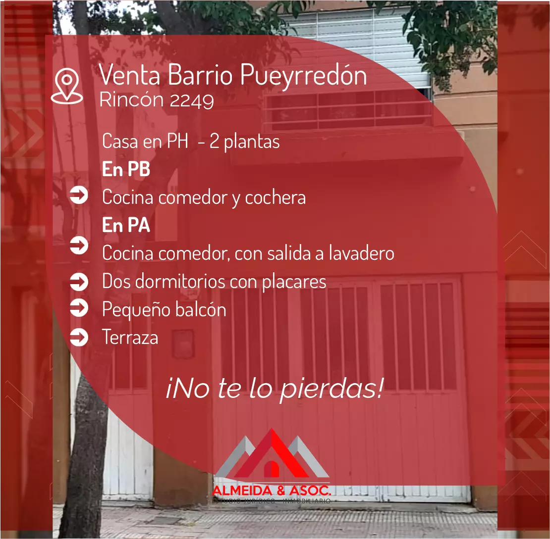 Venta - casa PH en Pueyrredón