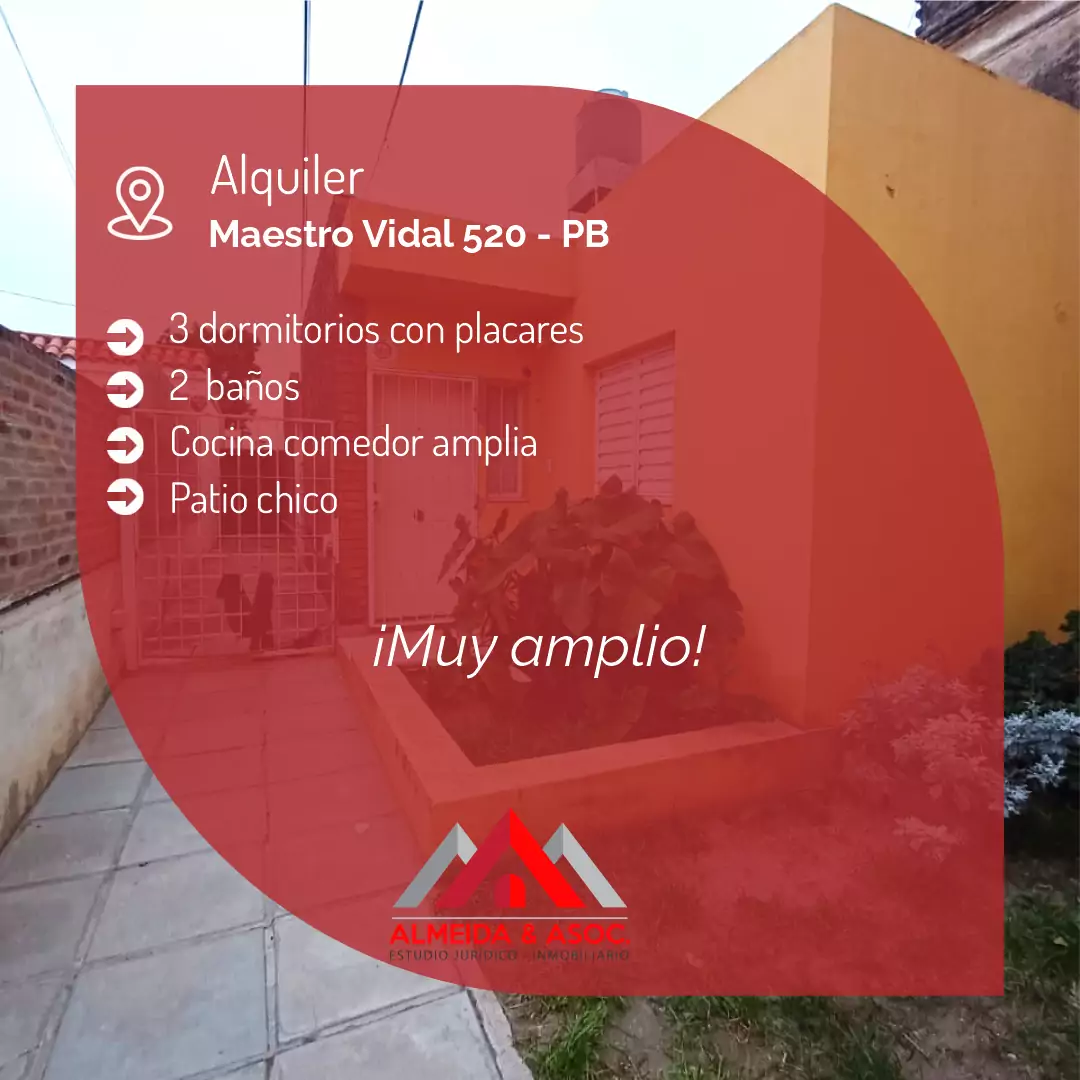 Depto. amplio en Maestro Vidal 